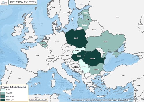Peste Suina Africana: mappa focolai Europa aggiornamento 2019